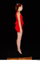  Charlie Red black high heels business dressed red dress standing whole body 0007.jpg
